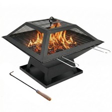 Square Fire Pit BBQ Grill –