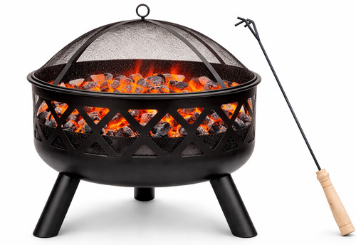 Outdoor fire pit bbq with - fire, mesh