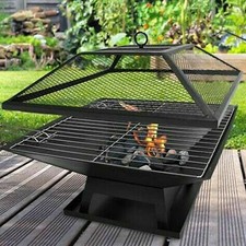 SQUARE FIRE PIT BBQ GRILL